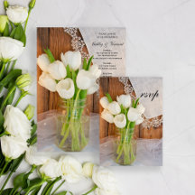 Mason Jar and White Tulips Spring Barn Wedding