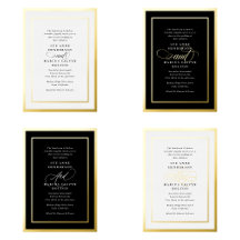 Elegant Gold Framed Wedding Invitations Collection