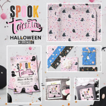 Modern Pink Black Cute Spooktacular Halloween