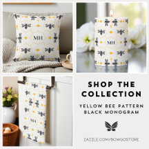 Modern Bee Black and Yellow Monogram Home Decor