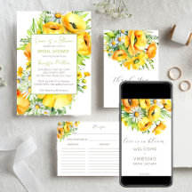 Love in bloom yellow wild flowers bridal shower