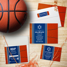 Blue Basketball Bar Mitzvah Invitation Suite
