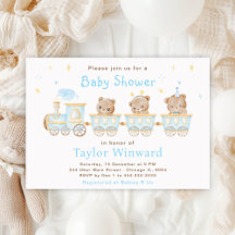 Bear Blue Train Baby Shower