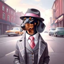 Vintage Gangster Dachshund