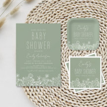 SAGE GREEN WILDFLOWER BABY SHOWER COLLECTION