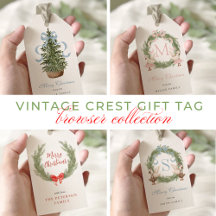 Christmas Wreath Monogram Gift Tags