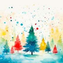 Colorful Pine Trees Christmas