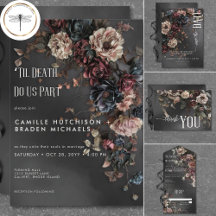 Black Moody Gothic Flowers & Mist Wedding