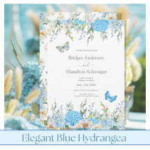 Elegant Blue Flowers Hydrangea Watercolor