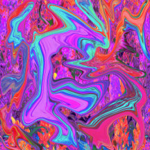 Retro Purple, Blue and Orange Abstract Liquid Art 