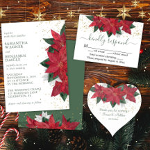 Elegant Green Poinsettia Christmas Wedding Suite