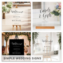 Simple elegant custom wedding signs