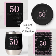 50th Birthday 50 and Fabulous Black Pink Party