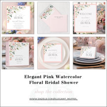 Elegant Pink Watercolor Floral Bridal Shower
