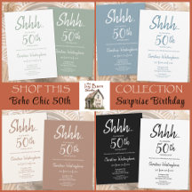 Boho Chic Surprise 50th Birthday Invitations