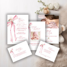 Watercolor Blush Pink Bow Baby Shower