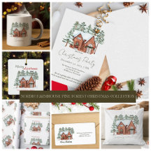 Winter Wonderland Snowy Cottage Pine Trees
