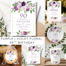 Purple   Violet Floral 90th Birthday