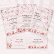 Pink Butterflies & Flowers Baby Shower Collection