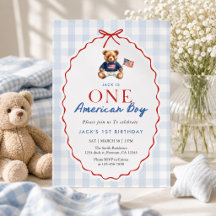 All American Boy Preppy Teddy Bear 1st Birthday