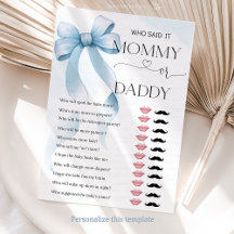 Blue Bow Coquette Boy Baby Shower