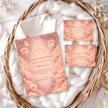 Pink Celestial Bows Clouds Baby Shower