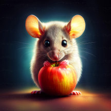 Adorable Little Mouse Holding a Shiny Red Apple 