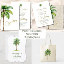 Palm Tree Elegant Watercolor Wedding 