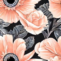 Botanical Light Peach Floral Pattern