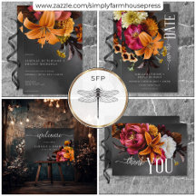 Black Moody Gothic Orange Lily Wedding