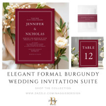 Elegant Formal Burgundy Wedding Invitation Suite