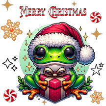 Festive Holiday Frog with Santa Hat
