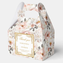 Blush Ivory Gold Floral Wedding Favor Boxes 193W