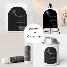 Gothic RIP 20s 30th Birthday Party Black and White