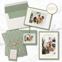 Classic Green Gingham Plaid Christmas Collection