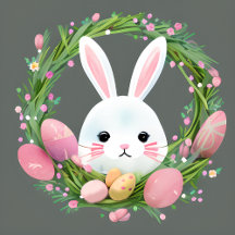 White Bunny Easter Wreath