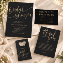 Minimalist Black & Gold Script Bridal Shower
