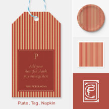 Classic Red Christmas Vintage Stripes Party Set