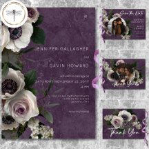 Plum Purple Elegant Floral Modern Wedding