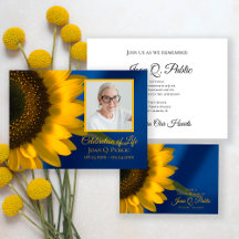 Yellow Sunflower on Blue Funeral Memorial