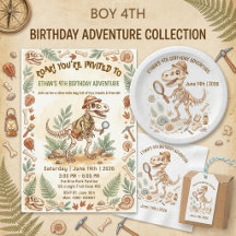 Dinosaur Skeleton Paleontologist Boy 4th Birthday 