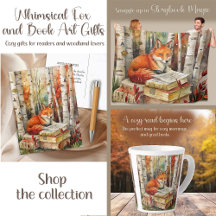 FOX AND BOOKS WOODLAND PRINT