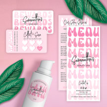Trendy Pink Retro Font Beauty Stationery & Labels