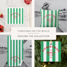 Christmas On The Beach Green Cabana Stripe