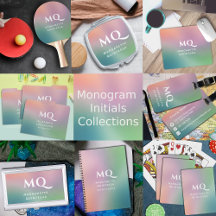 Modern Colorful Pastel White Monogram Initials