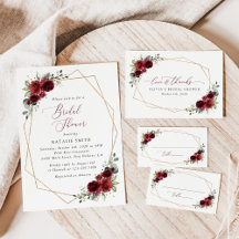 Burgundy Red Flowers Bridal Shower Collection