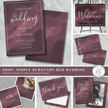 Elegant Autumn Watercolor Burgundy Red Wedding