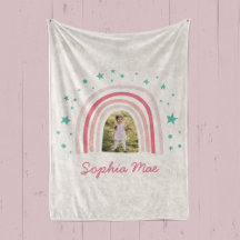 Rainbow star girly pink aqua photo elegant modern 