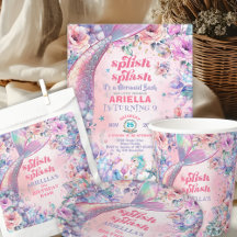 Flower Glitter Mermaid 9th Birthday