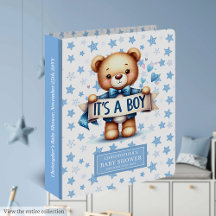 It's a Boy Teddy Bear Baby Shower Binders #130B